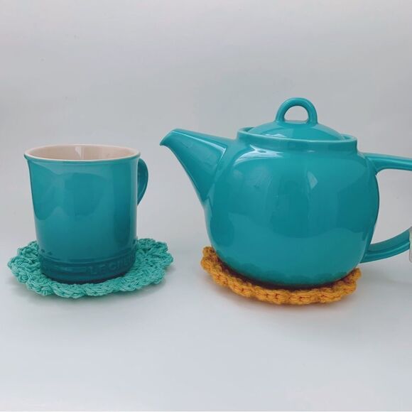 💚💛Handmade Cotton Crochet Coasters set of two - Picture 4 of 5